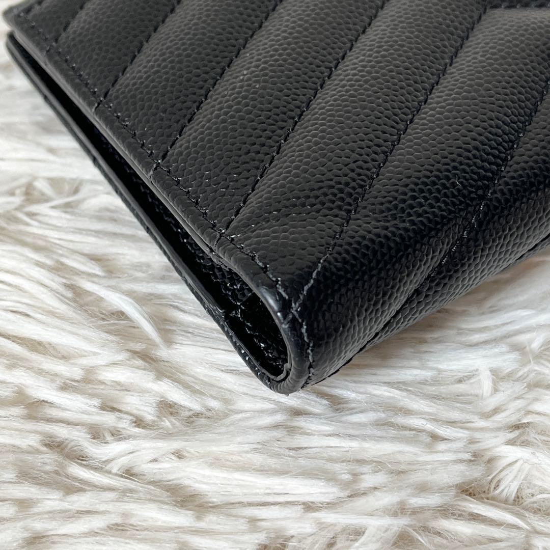 未使用級✨　サンローラン　二つ折り財布　YSL　キャビアスキン　ブラック