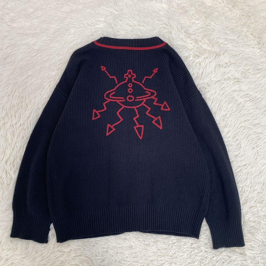 ヴィヴィアンウエストウッド ハンドステッチ オーブ刺繍 ニットカーディガン 黒