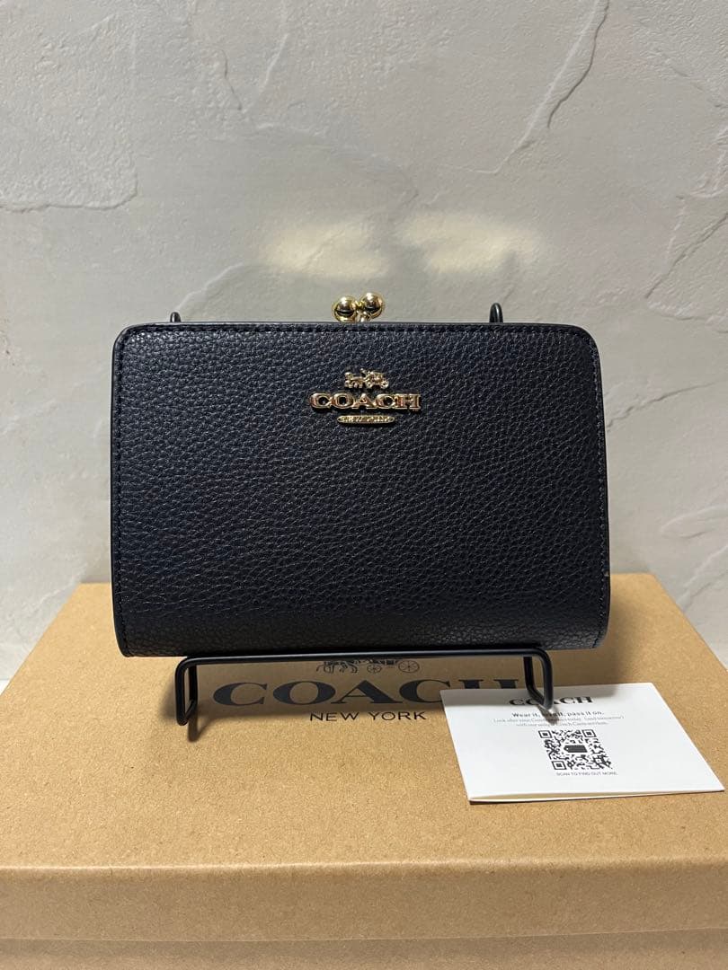 ✨️新品未使用✨️COACH ブラック 二つ折り財布 がま口