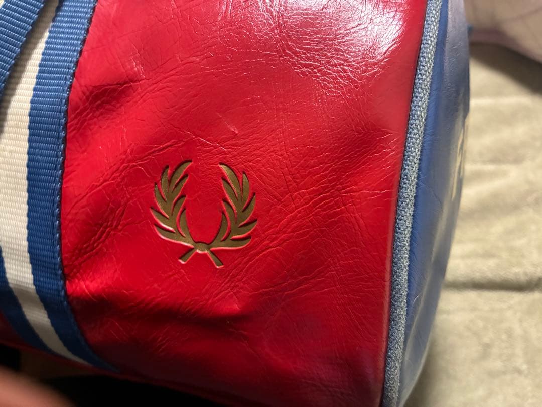 フレッドペリー 赤/白/青　Fred Perry ドラムバッグ ボストンバッグ