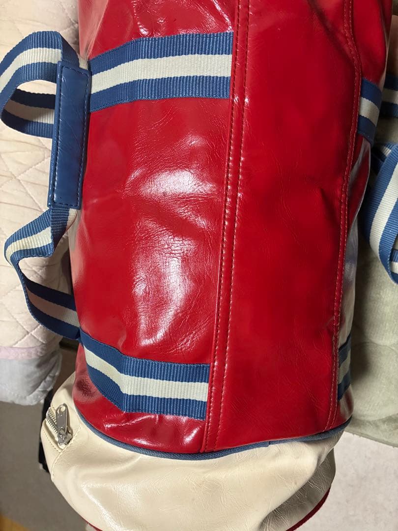 フレッドペリー 赤/白/青　Fred Perry ドラムバッグ ボストンバッグ