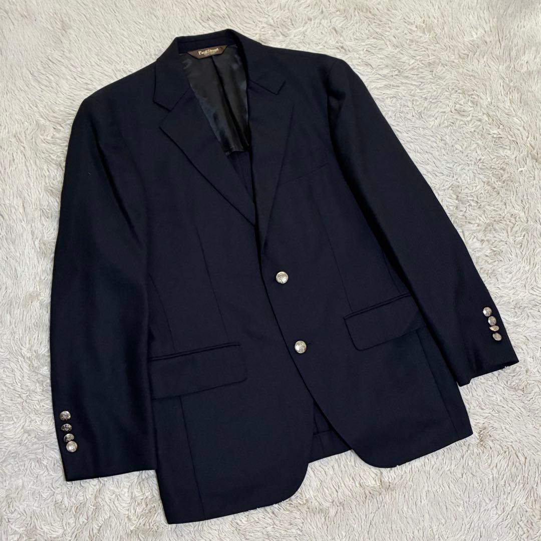 Paul Stuart 美品 春夏 銀ボタン 紺ブレ ストレッチ テーラード