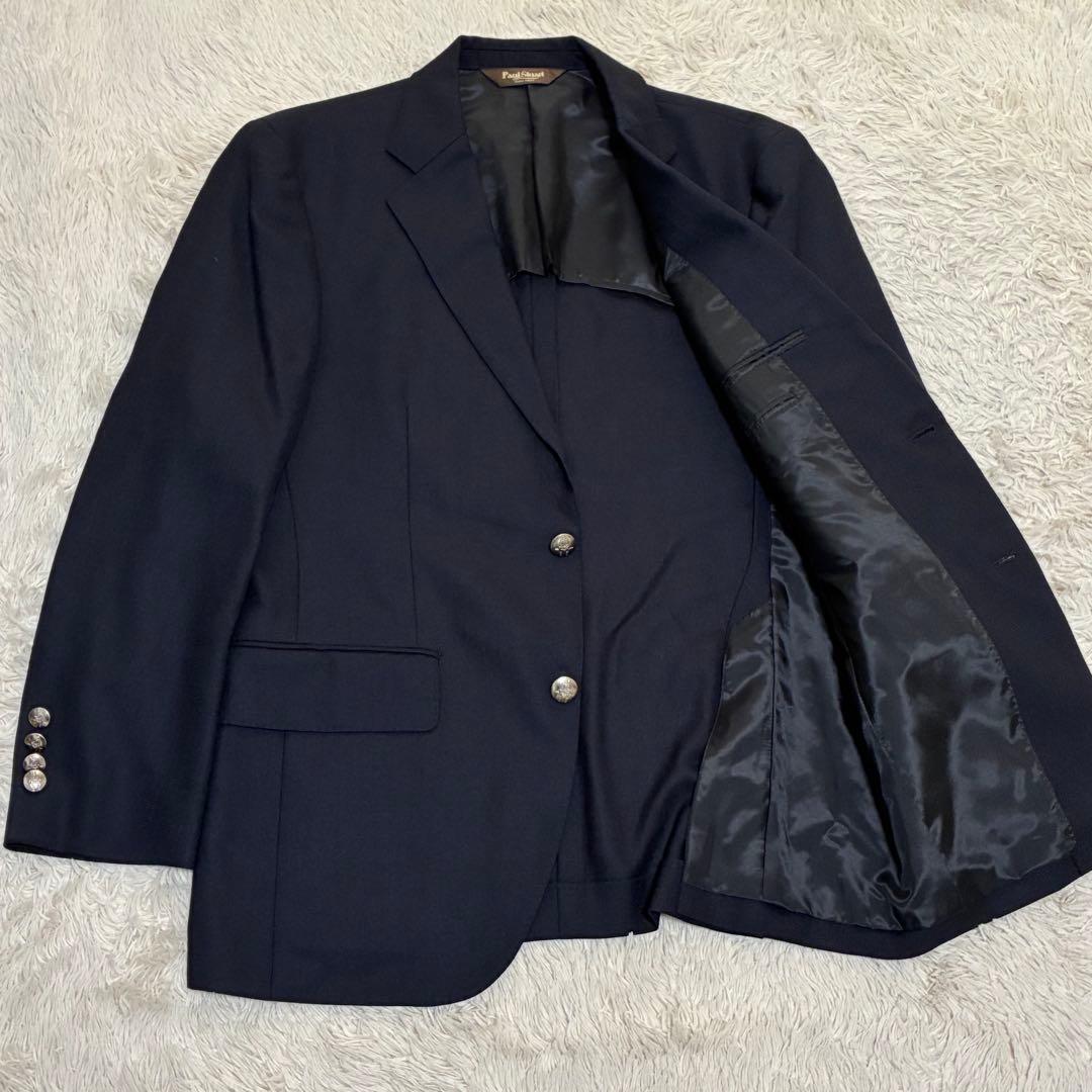 Paul Stuart 美品 春夏 銀ボタン 紺ブレ ストレッチ テーラード