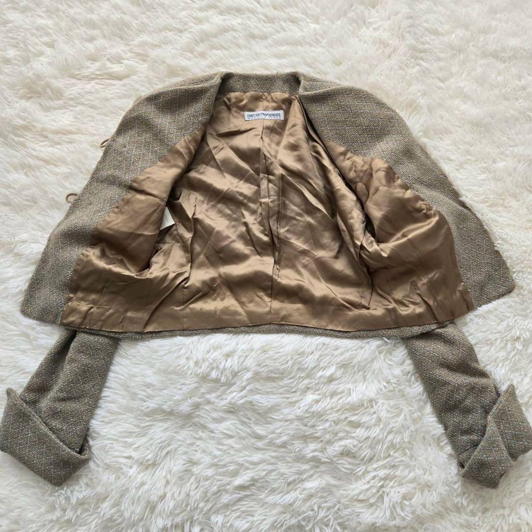 【EMPORIO ARMANI アルマーニ】 ノーカラージャケット 38
