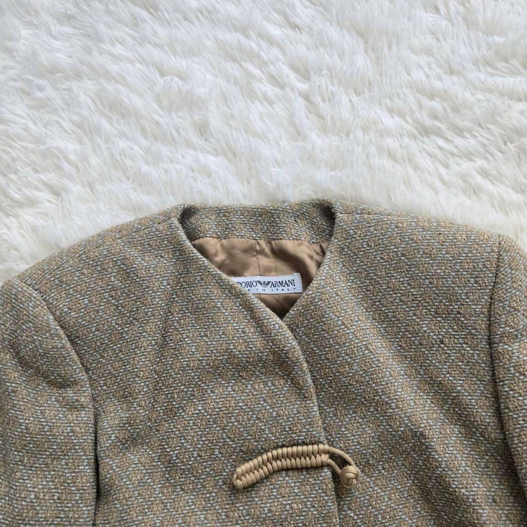 【EMPORIO ARMANI アルマーニ】 ノーカラージャケット 38