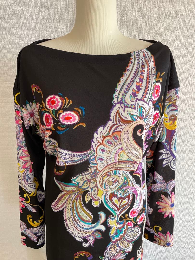 【美品】ETRO エトロ ペイズリー柄 ワンピース 42 七分袖