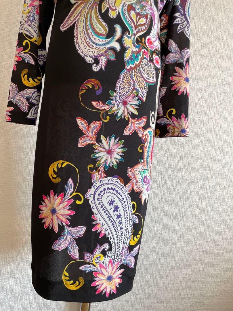 【美品】ETRO エトロ ペイズリー柄 ワンピース 42 七分袖