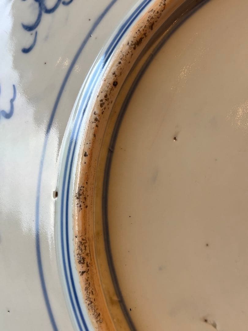 大人気　45.5cm 有田焼　古伊万里　江戸後期　大皿手描き　飾皿　色絵皿　大皿