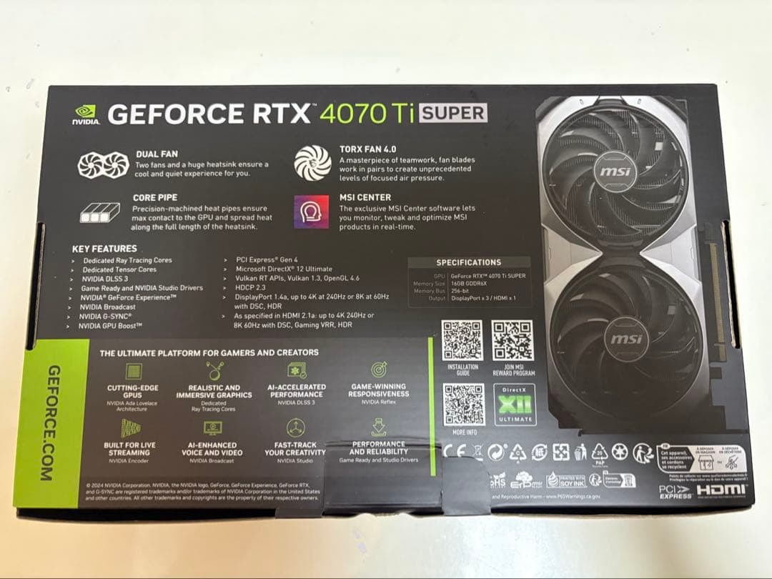 グラフィックボード・グラボ・ビデオカード MSI RTX4070Ti Super 16GB