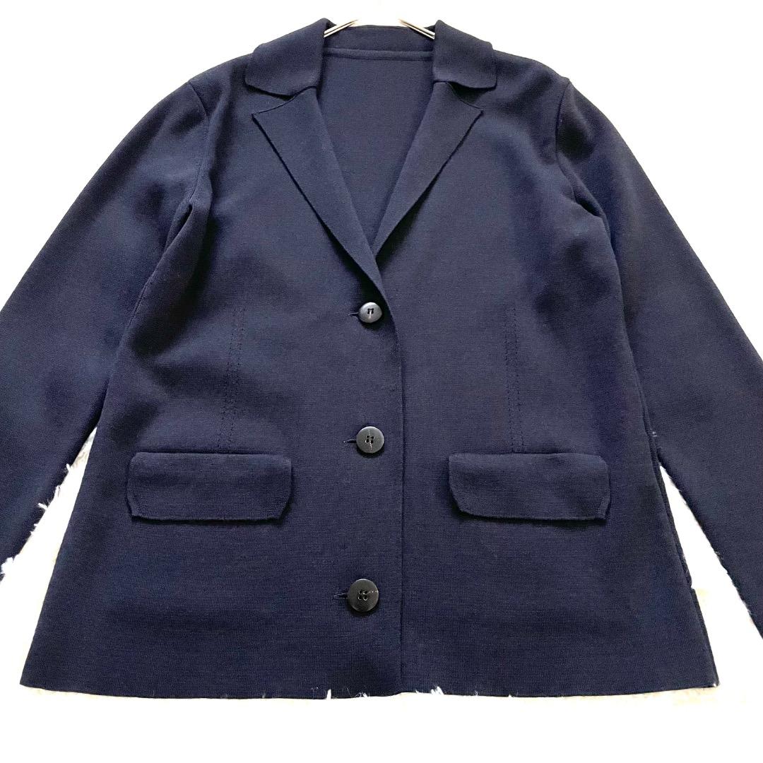 DAMA collection シルク カシミヤ混 ニットジャケット 濃紺 L