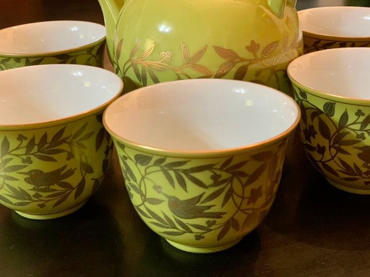 たち吉 美濃焼 『萌葱金彩』　茶器セット　急須１個・お茶呑茶碗５個