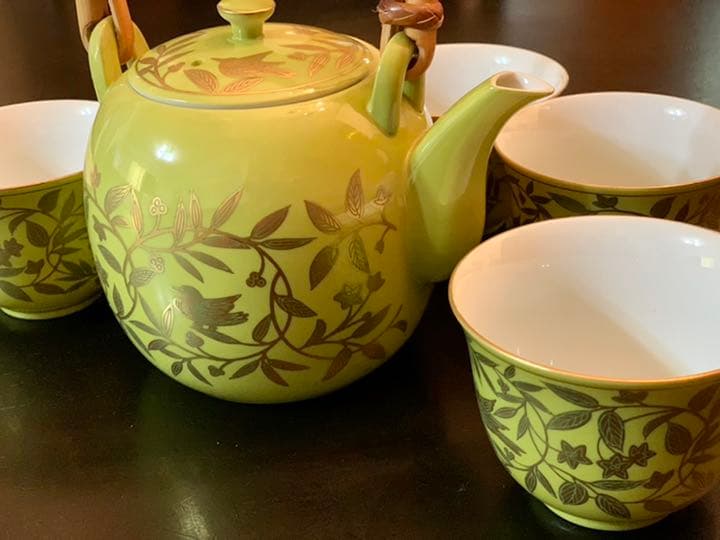 たち吉 美濃焼 『萌葱金彩』　茶器セット　急須１個・お茶呑茶碗５個