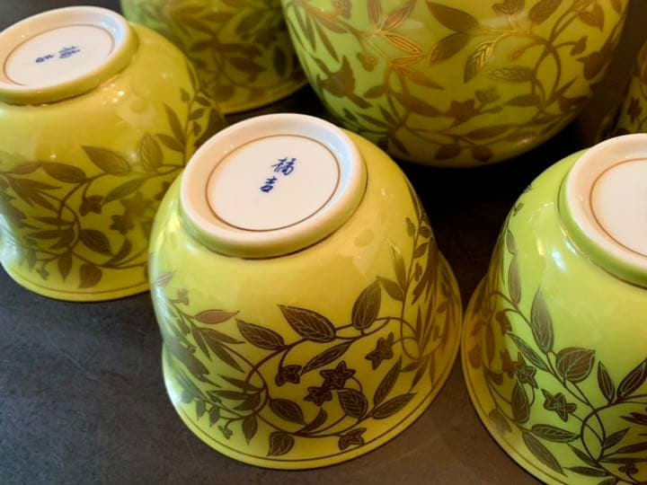 たち吉 美濃焼 『萌葱金彩』　茶器セット　急須１個・お茶呑茶碗５個
