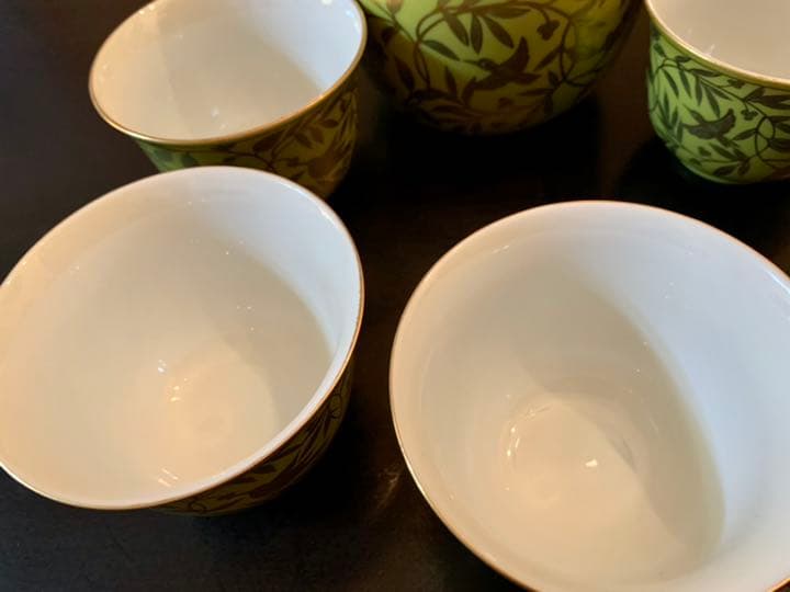 たち吉 美濃焼 『萌葱金彩』　茶器セット　急須１個・お茶呑茶碗５個
