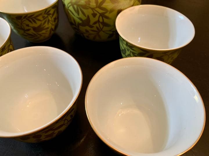 たち吉 美濃焼 『萌葱金彩』　茶器セット　急須１個・お茶呑茶碗５個