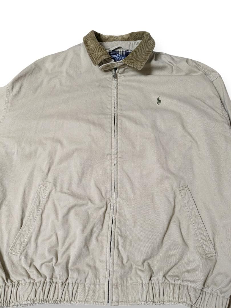 90s XL ポロラルフローレン 襟コーデュロイ スイングトップ ベージュ