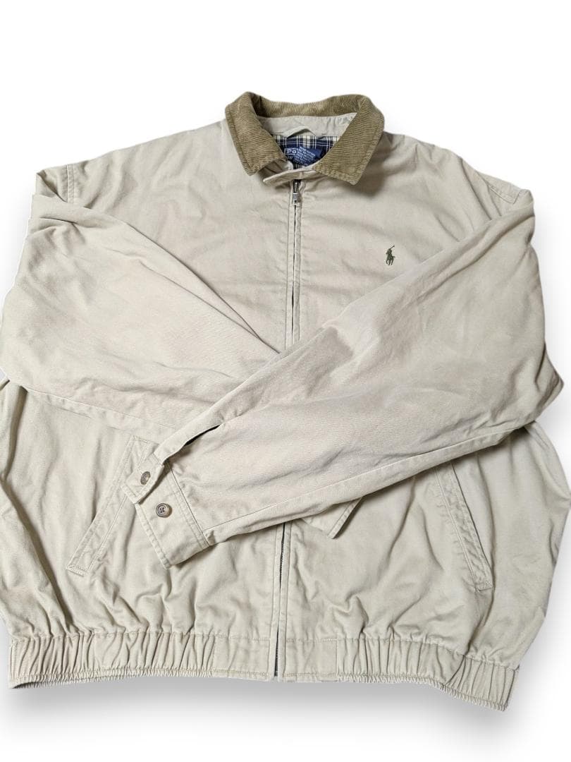 90s XL ポロラルフローレン 襟コーデュロイ スイングトップ ベージュ