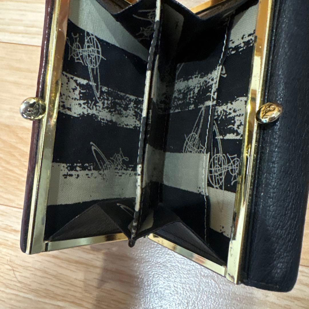 【美品】ヴィヴィアンウエストウッド 三つ折り財布 がま口　ビックオーブ　レザー