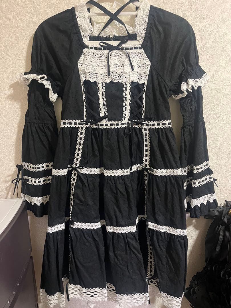 はわせドールワンピース& ヘッドドレス 黒白