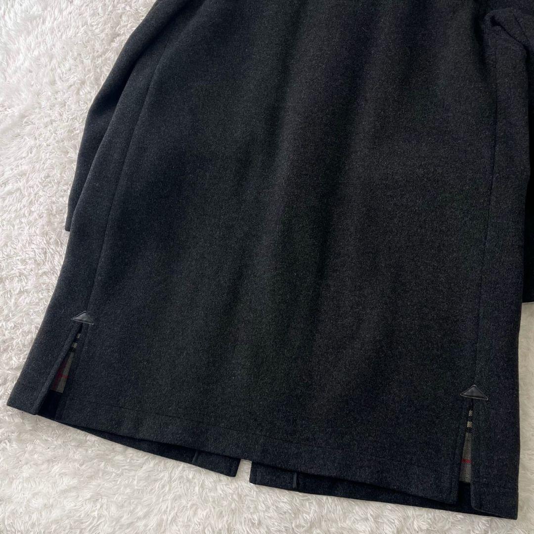 バーバリーズ ダッフルコート カシミヤ ノバチェック 日本製 ブラック 2XL