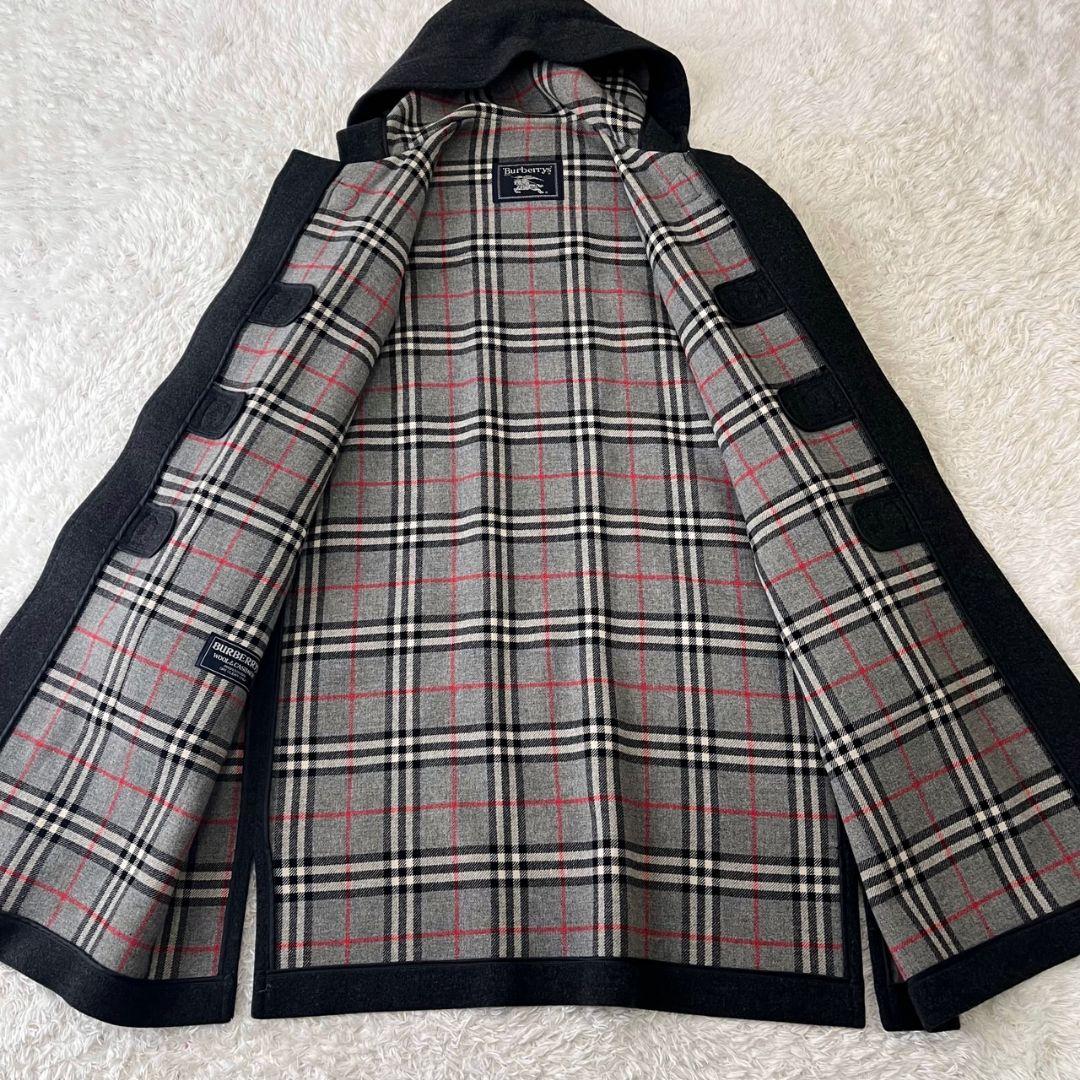 バーバリーズ ダッフルコート カシミヤ ノバチェック 日本製 ブラック 2XL