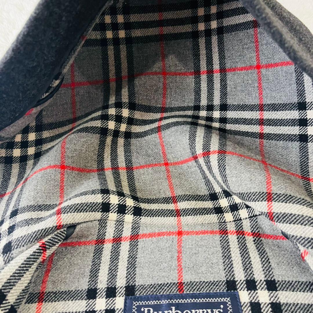 バーバリーズ ダッフルコート カシミヤ ノバチェック 日本製 ブラック 2XL