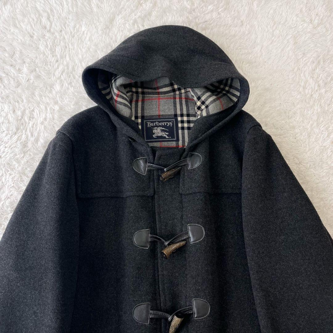 バーバリーズ ダッフルコート カシミヤ ノバチェック 日本製 ブラック 2XL