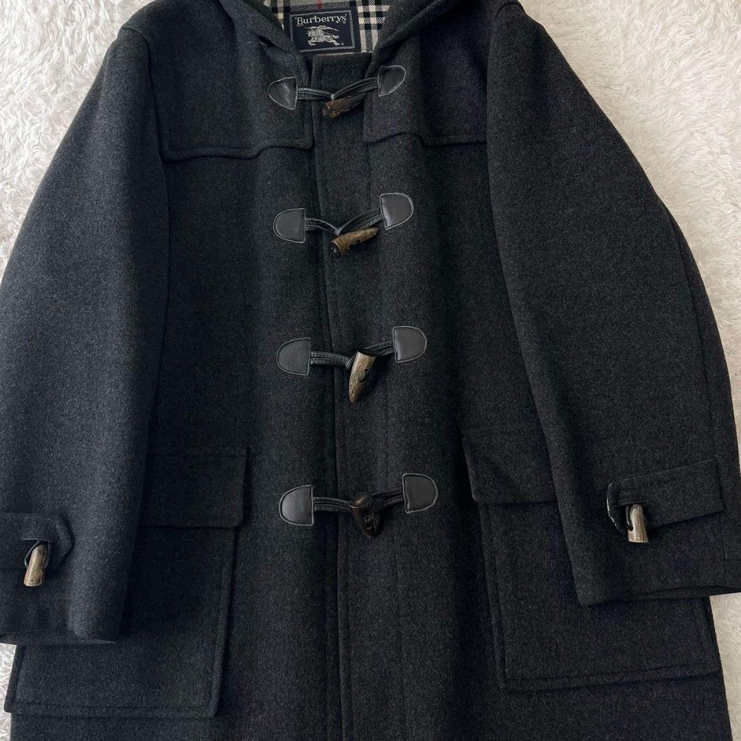 バーバリーズ ダッフルコート カシミヤ ノバチェック 日本製 ブラック 2XL