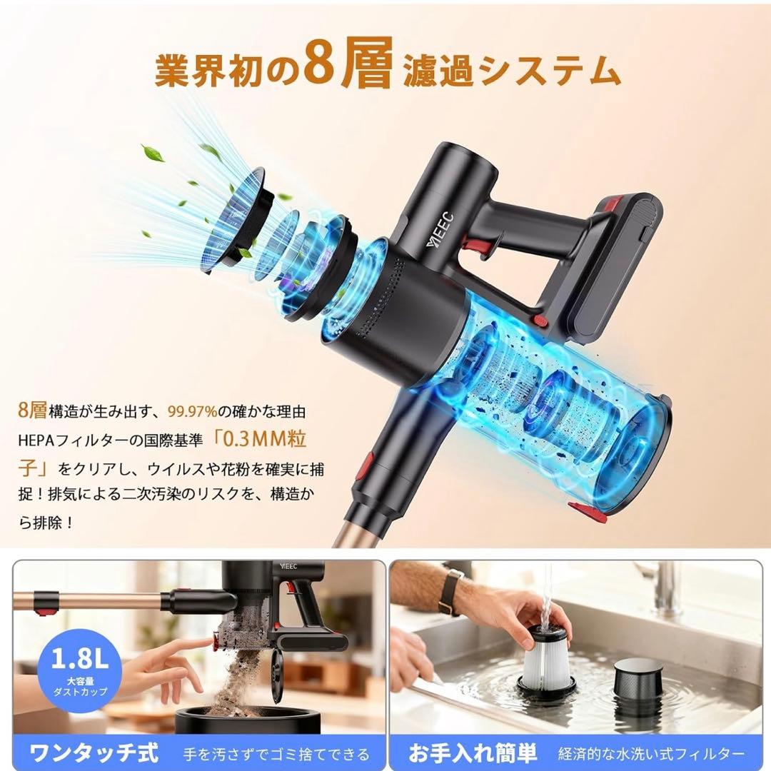 掃除機 コードレス 自走式 LEDライトLEDディスプレイ スティッククリーナー