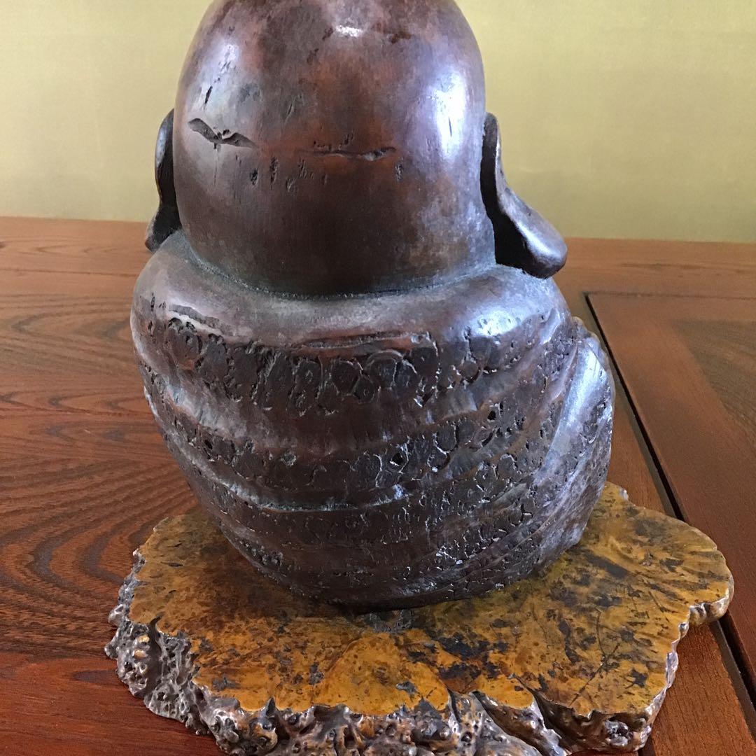 竹根材質　金運布袋像　時代物