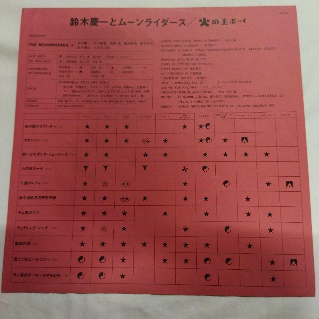 レコード　ムーンライダーズ　火の玉ボーイ　LP　送料込み