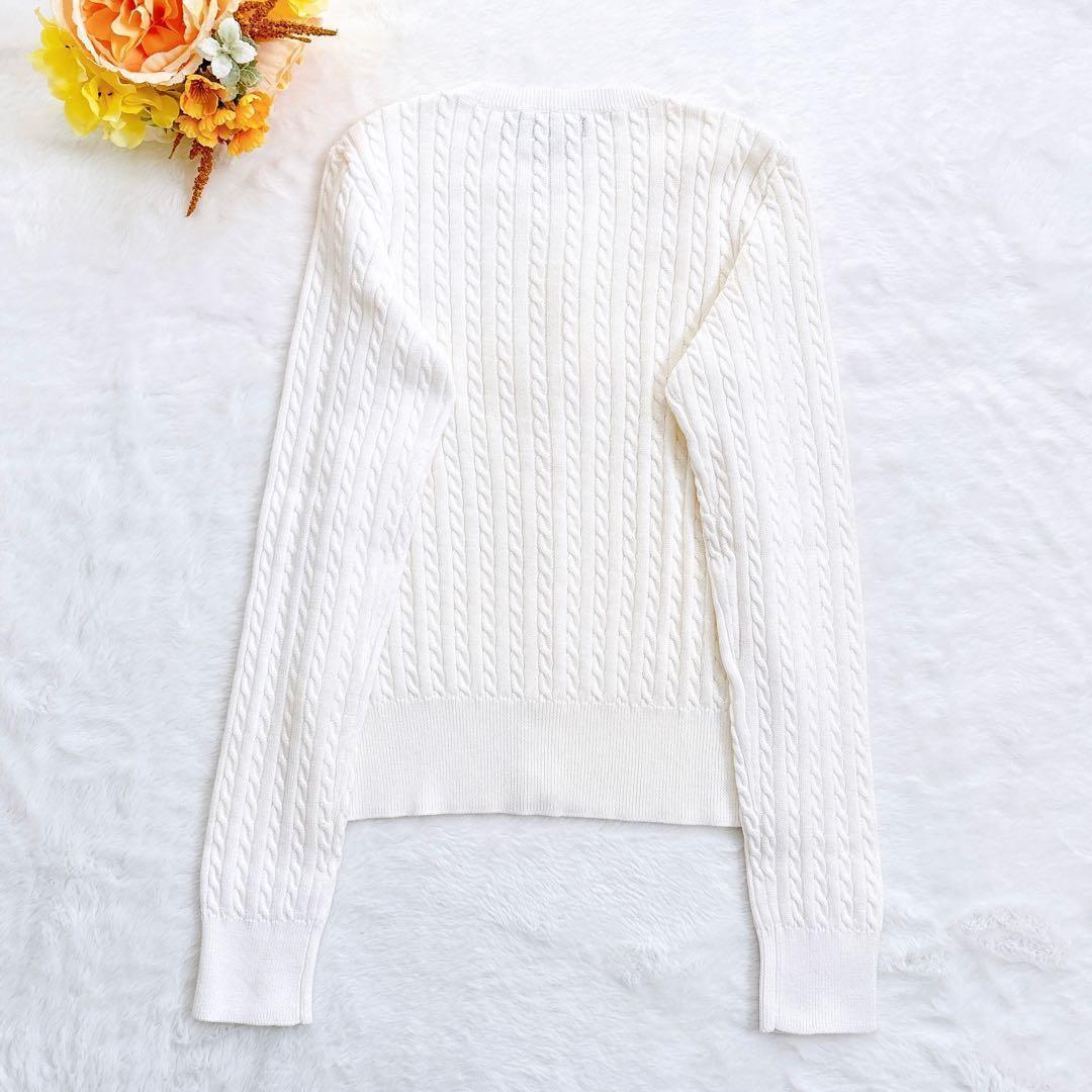 《新品》RALPH LAUREN ケーブル編み フリル カーディガン 白 160