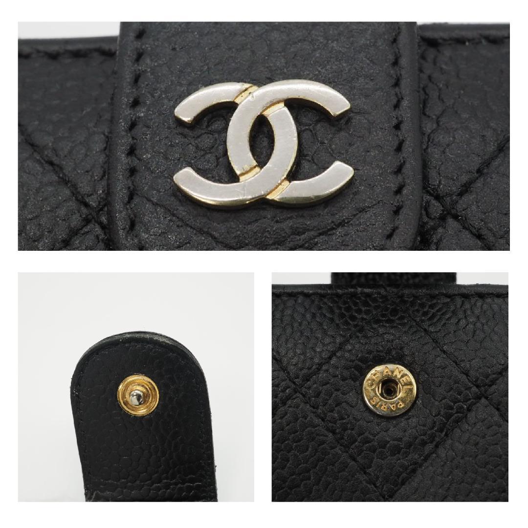 CHANEL シャネル マトラッセ キャビアスキン 2つ折り財布 ミドル G金具