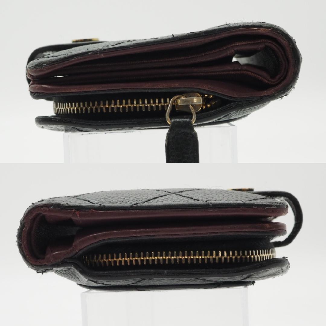 CHANEL シャネル マトラッセ キャビアスキン 2つ折り財布 ミドル G金具