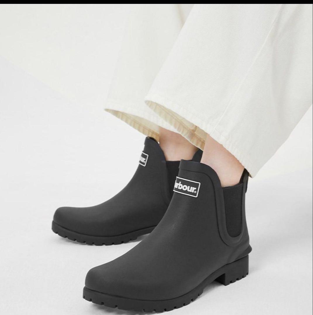 Barbourバブアー サイドゴア レインブーツ ブラックUK4