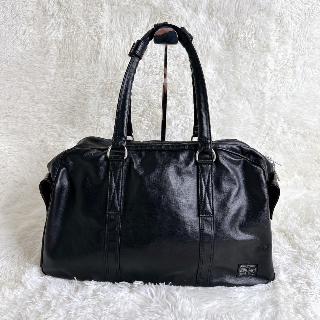 【美品】【希少】POTERフリースタイル ボストンバッグ　ブラック　レザー