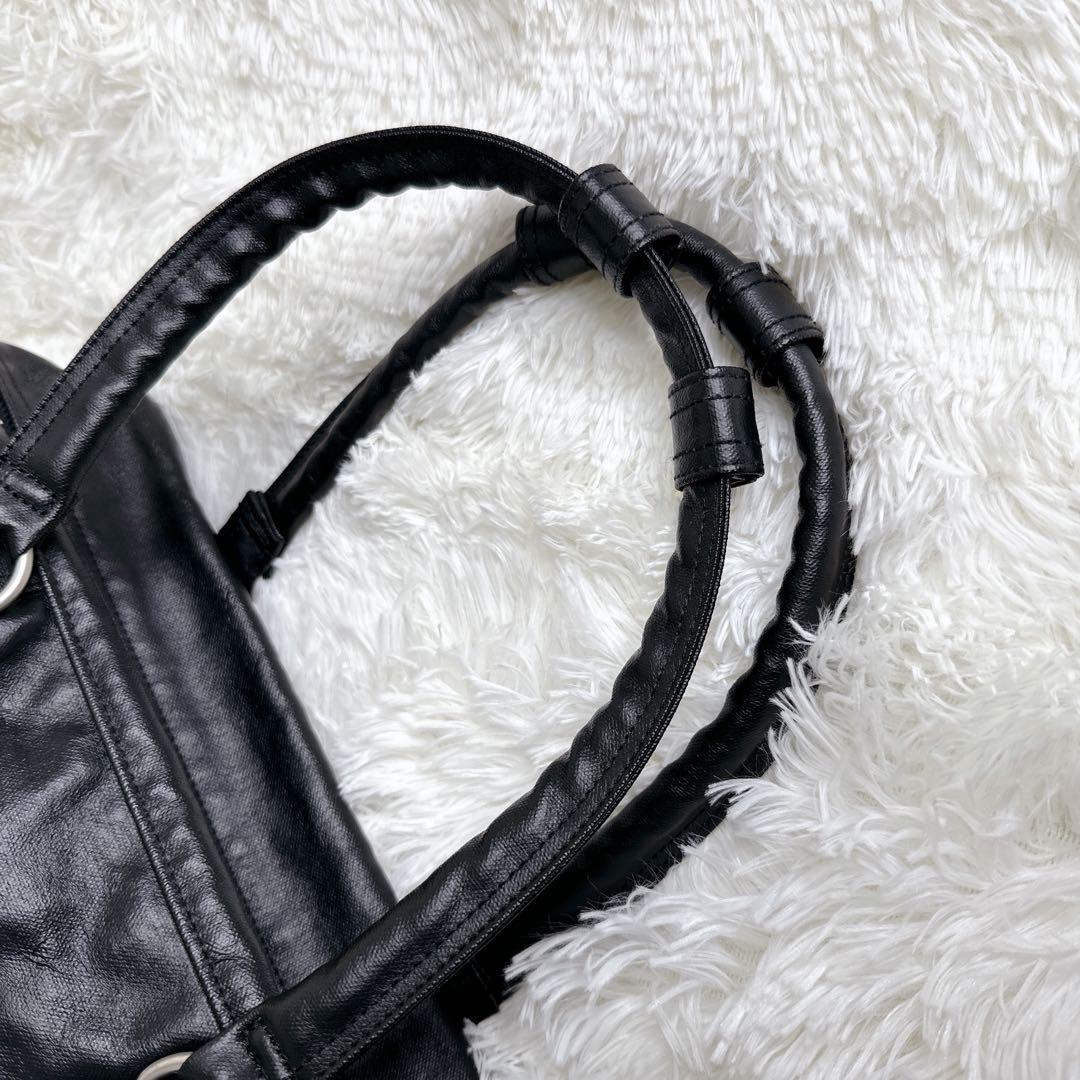 【美品】【希少】POTERフリースタイル ボストンバッグ　ブラック　レザー