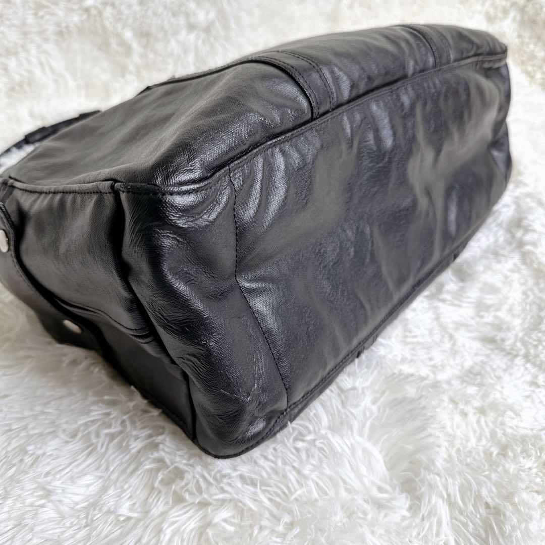 【美品】【希少】POTERフリースタイル ボストンバッグ　ブラック　レザー