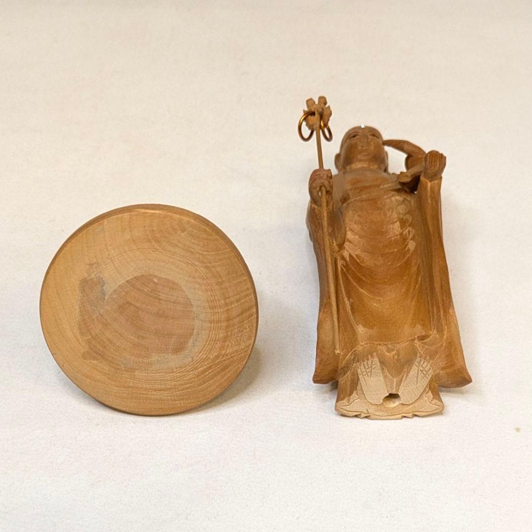 【セール・新品】 子安地蔵菩薩　木地彫り　総高さ約18.5㎝ 　水子地蔵