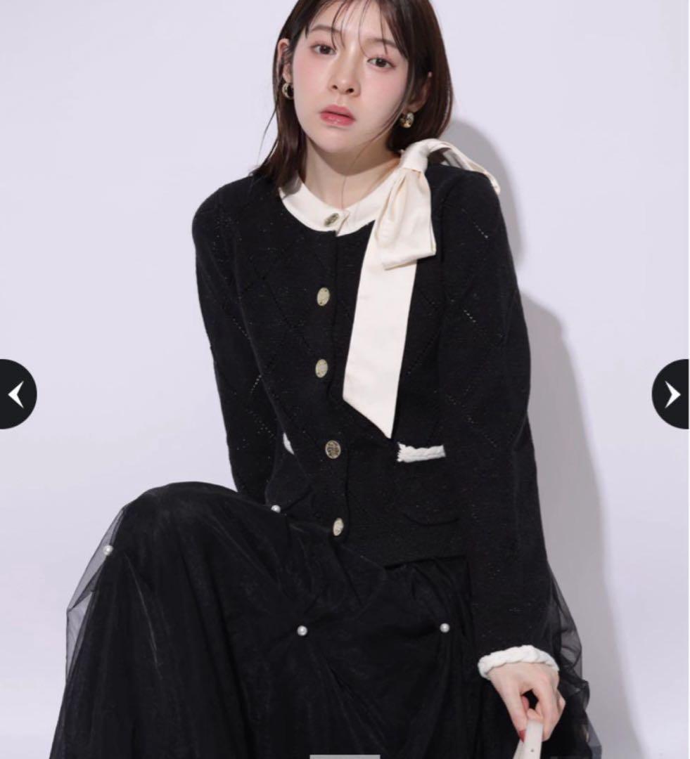 MARIEBELLEコラボ Ribbon Knit Jacket