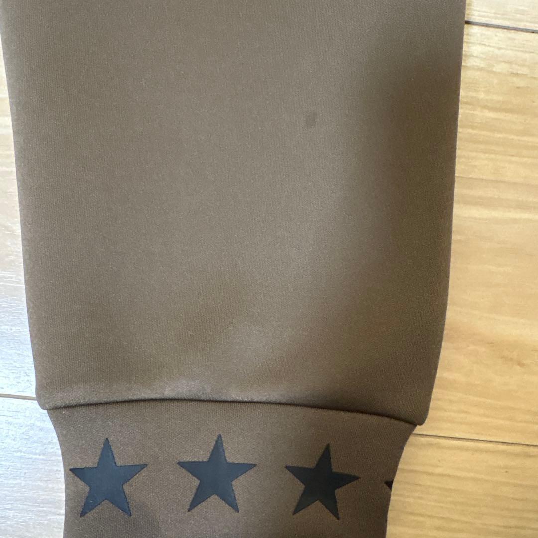 FIVE STAR ブラウン長袖モックネックストレッチダンボールニット