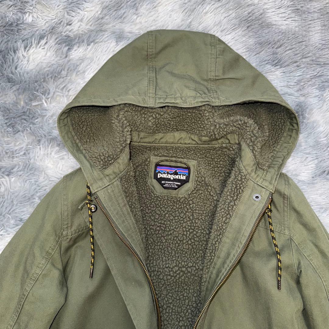 Patagonia モッズコート レディース 裏起毛カーキ XS