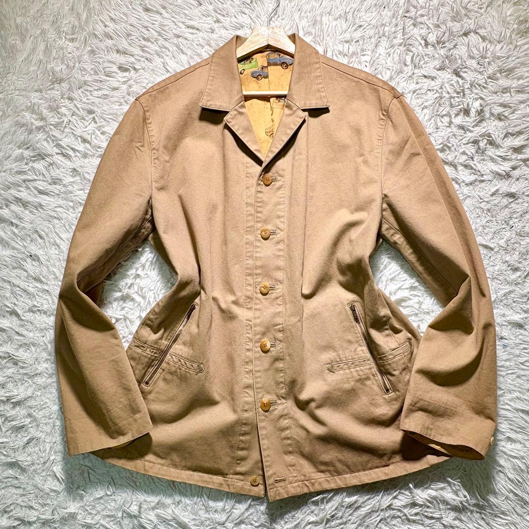 【美品】PAPAS テーラードジャケット　ワーク　52 LL 綿　総柄　日本製