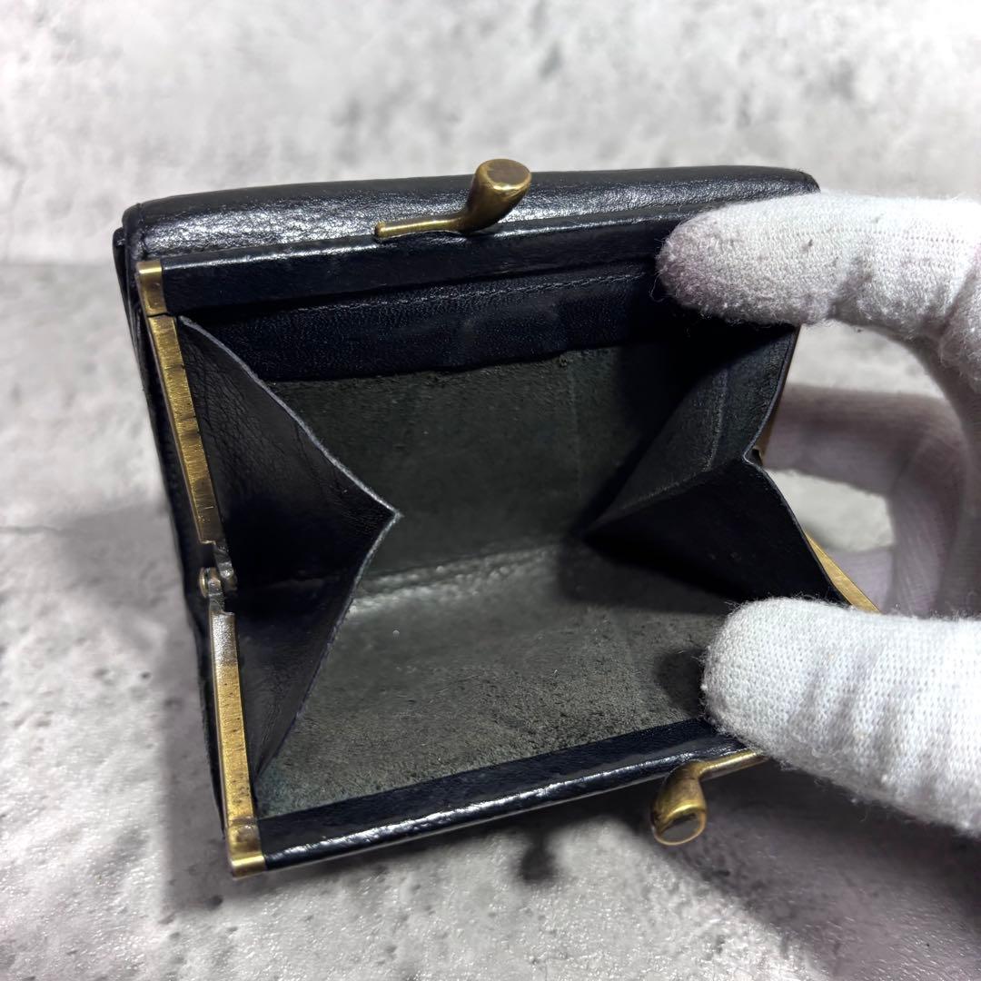【kio！】イルビゾンテ がま口ミニ財布 ミニウォレット 黒 レザー 本革