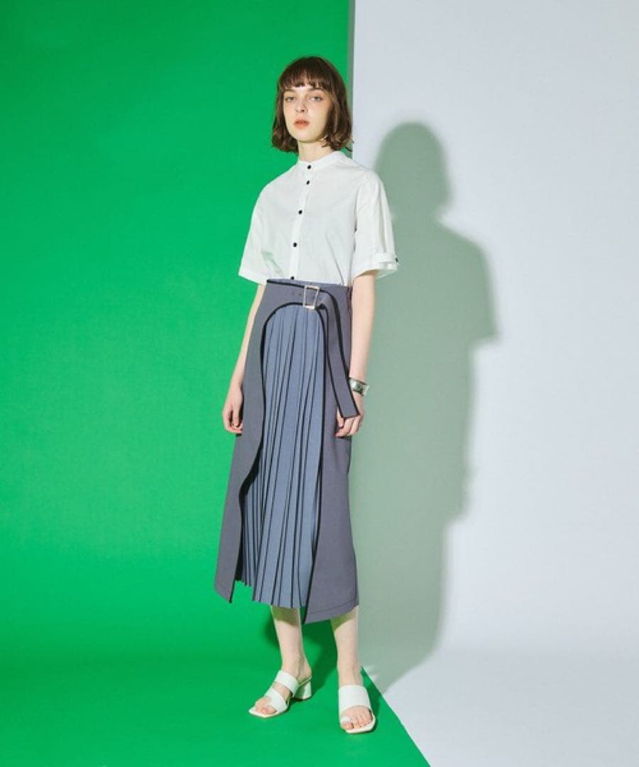 UNITED TOKYO　アートカットプリーツラップスカート　Aライン　パープル