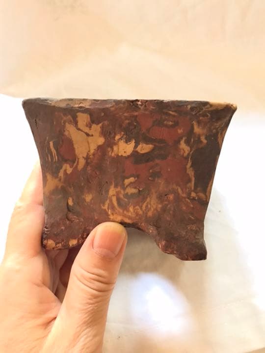 盆栽鉢　時代手捻り盆栽鉢杉浦正方鉢マーブル柄練り込み山野草サボテン苔盆栽植木鉢