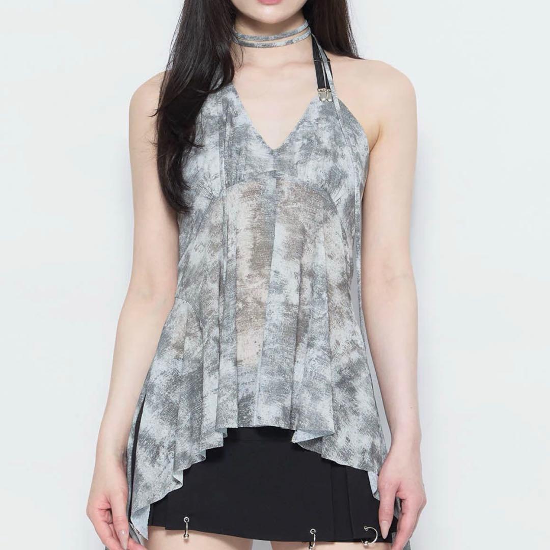 トップス S clip halter tops flare gray