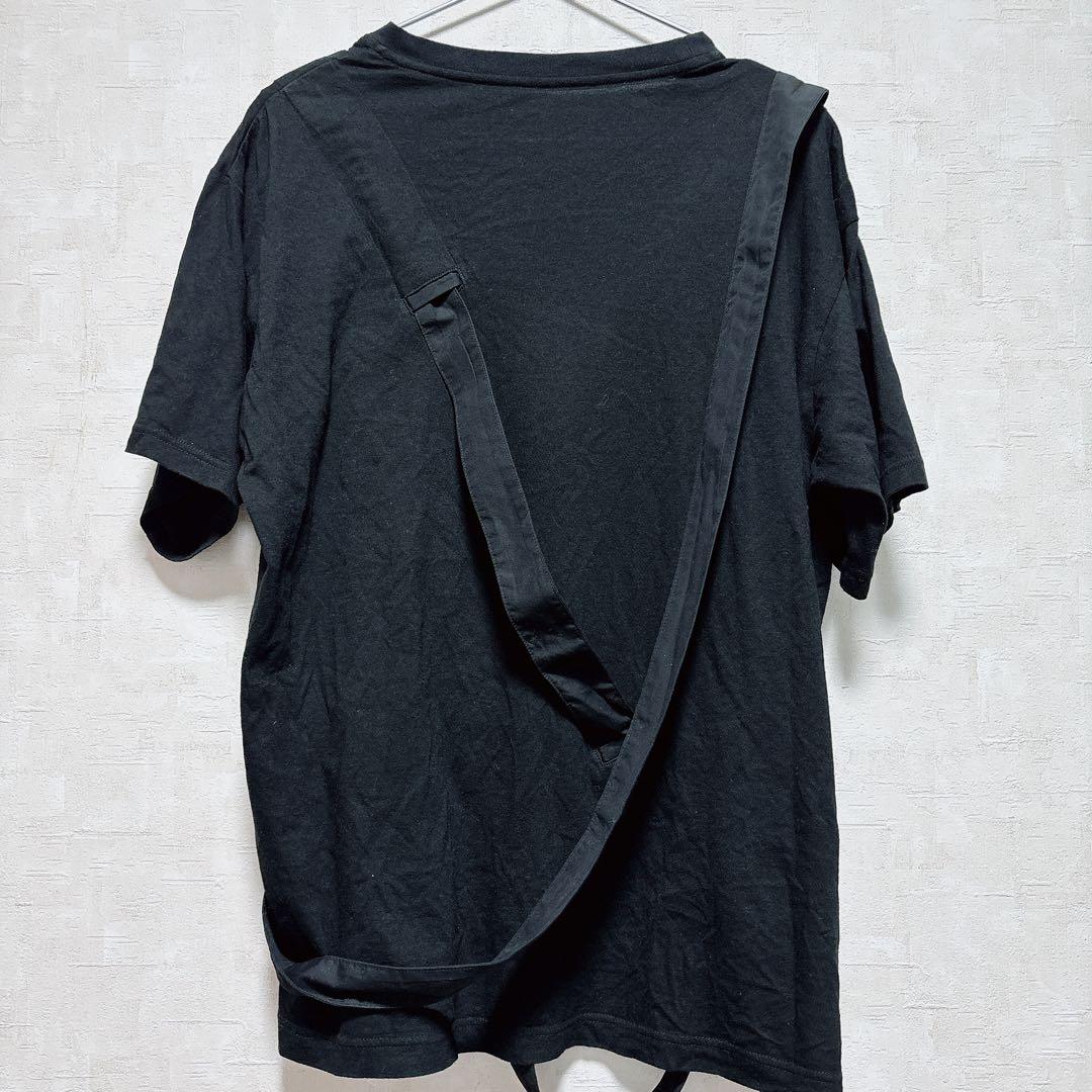 希少 Yohji Yamamoto ストラップデザインTシャツ 日本製 モード