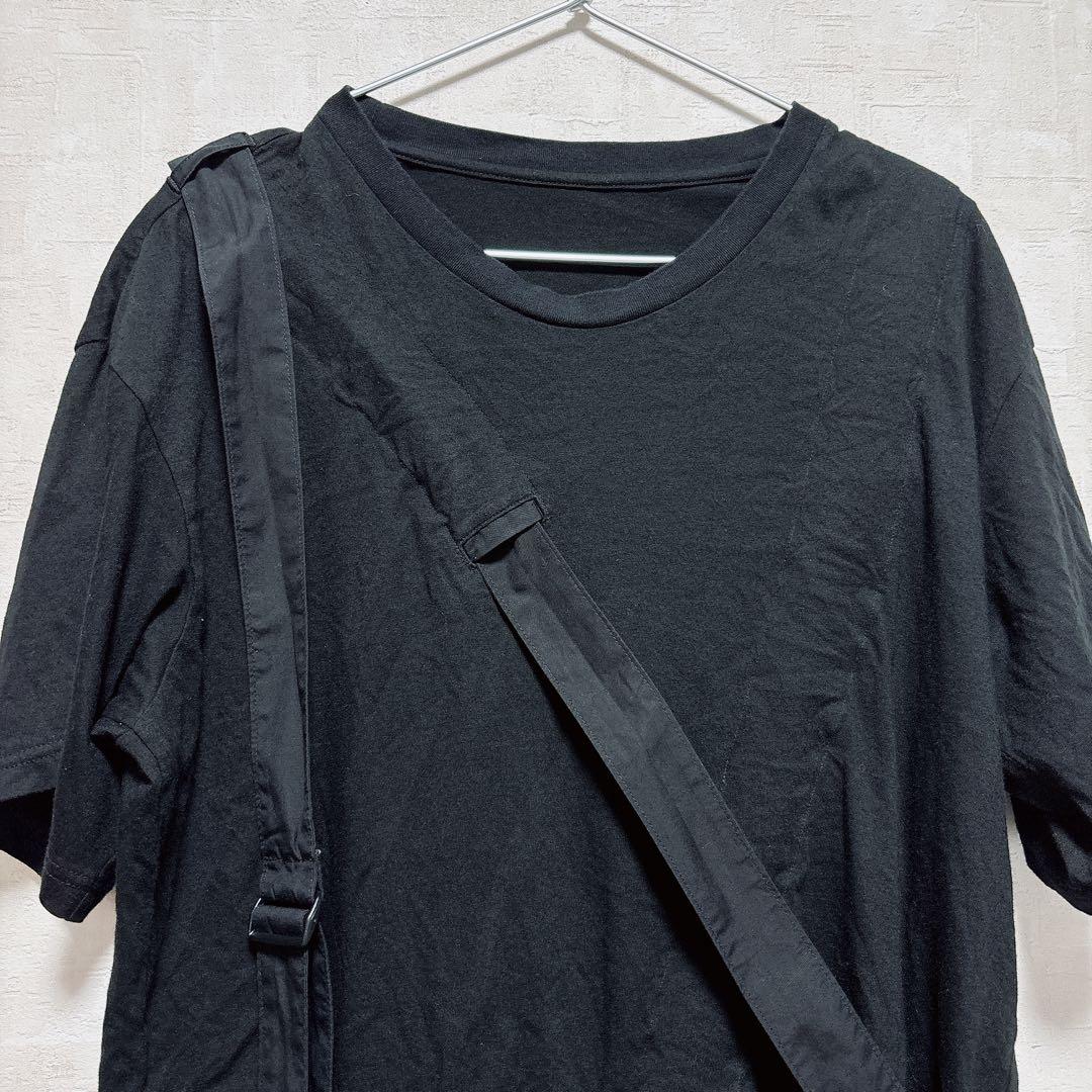 希少 Yohji Yamamoto ストラップデザインTシャツ 日本製 モード