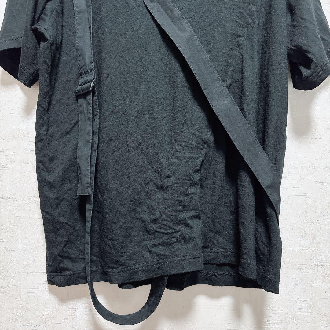 希少 Yohji Yamamoto ストラップデザインTシャツ 日本製 モード